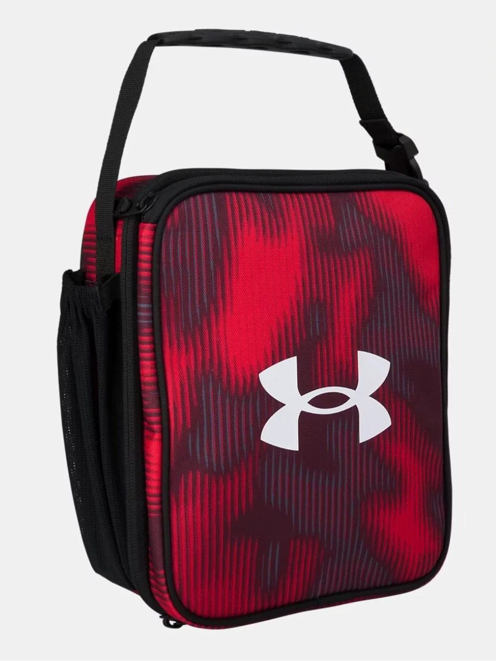 Under Armour Hustle Sport Red/Black Backpack Bungee Front & Matching Lunchbox